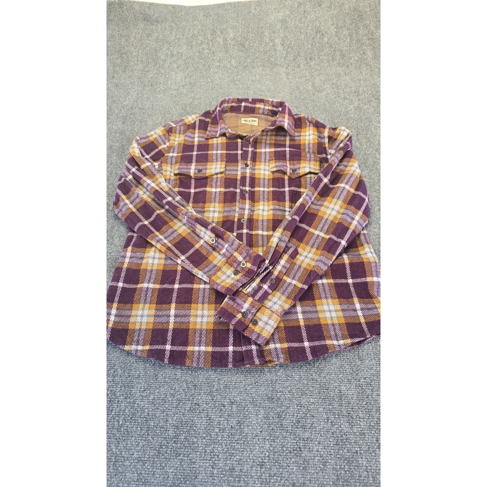 Lake & Trail Men's Large Long Sleeve Flannel Purple Plaid Shirt RN48711‎